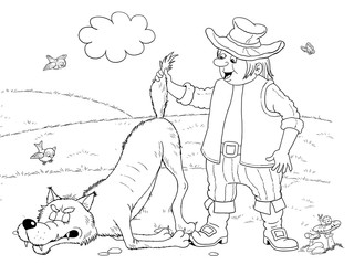 Little Red Riding Hood. Fairy tale. Coloring book. Coloring page. Cute and funny cartoon characters