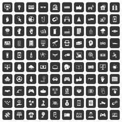 100 hi-tech icons set in black color isolated vector illustration