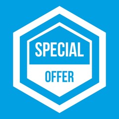 Special offer pentagon icon white isolated on blue background vector illustration