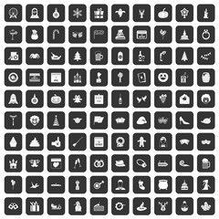 100 holidays icons set in black color isolated vector illustration