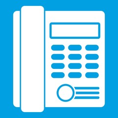 Office business keypad phone icon white isolated on blue background vector illustration