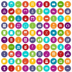 100 housework icons set in different colors circle isolated vector illustration