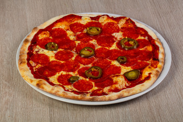 Pizza pepperoni sausages