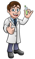 Cartoon Scientist Holding Test Tube