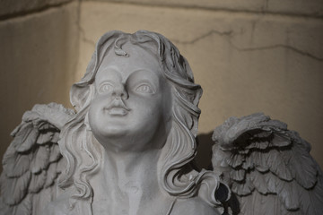 Sculpture of an angel looking up