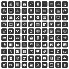 100 information technology icons set in black color isolated vector illustration