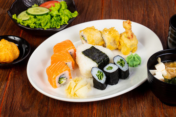 Japanese sushi and roll set
