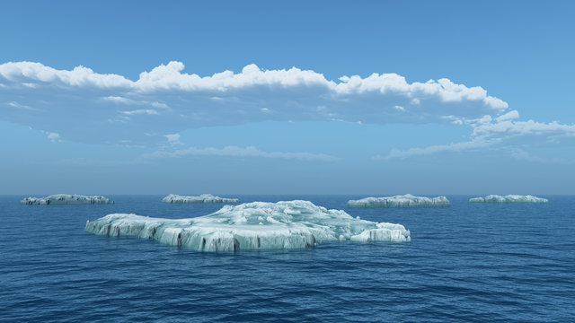 Eisberge im offenen Meer
