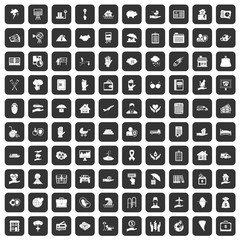 100 insurance icons set in black color isolated vector illustration