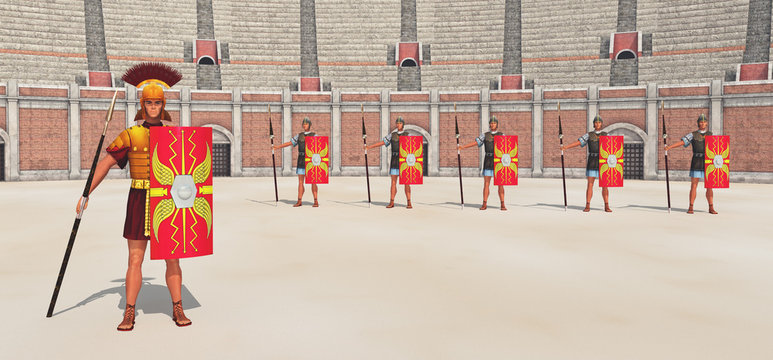 Kolosseum, Centurio und Legion&auml;re im antiken Rom