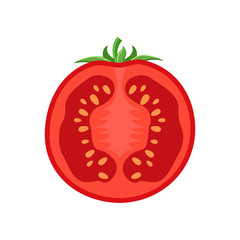 Half red tomato vector illustration isolated on white background