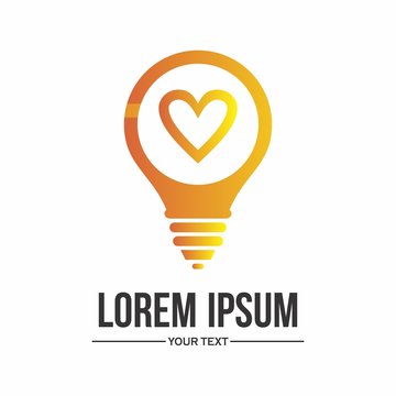 bulb logo with love for idea and lamp