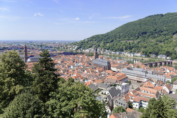 Fototapeta na wymiar Aussicht auf die Altstadt und den Fluss Neckar, Heidelberg, Baden-Württemberg, Deutschland, Europa