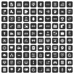 100 interface icons set in black color isolated vector illustration