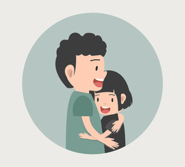 couple in love hugging vector