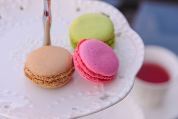 Pink, Green and Brown macarons for relaxing time