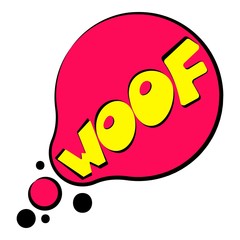 Woof sound effect speech bubble icon. Cartoon illustration of woof sound effect speech bubble vector icon for web design