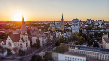 Łódź, Polska. Panorama miasta. - obrazy, fototapety, plakaty
