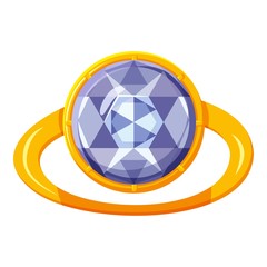 Gold ring with stone icon. Cartoon illustration of gold ring with stone vector icon for web design