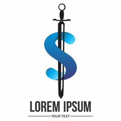 S letter logo design for sword, company, idea, and trendy