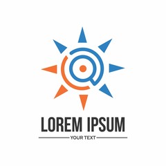 sun logo design for company, spirit, and summer