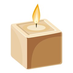 Cube-shape candle icon. Cartoon illustration of candle vector icon for web design