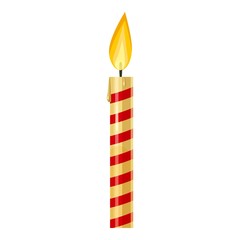 Red striped candle icon. Cartoon illustration of candle vector icon for web design