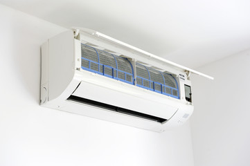 cool air conditioner system on white wall room