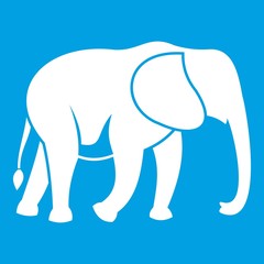 Wild elephant icon white isolated on blue background vector illustration