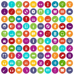 100 karaoke icons set in different colors circle isolated vector illustration