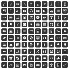 100 karaoke icons set in black color isolated vector illustration