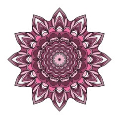 Vector hand drawn flower symbol illustration. Color mandala design