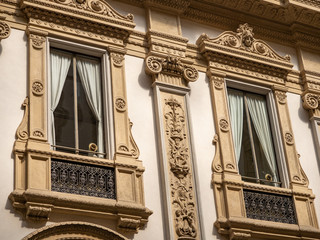 Milan, Italy June 2018 : Galleria Vittorio Emanuele, view of the architecture details and roof