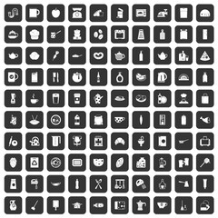 100 kitchen icons set in black color isolated vector illustration