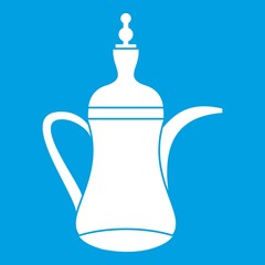 Oriental teapot icon white isolated on blue background vector illustration