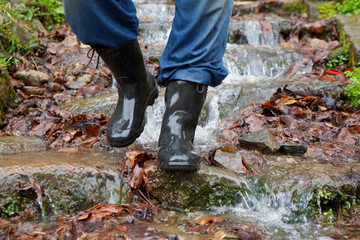 Human feet in tourist gear