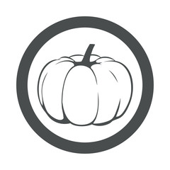 Icono plano dibujo calabaza en circulo color gris