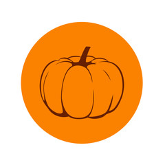 Icono plano dibujo calabaza en circulo naranja