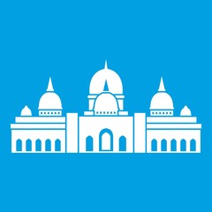 Sheikh Zayed Grand Mosque, UAE icon white isolated on blue background vector illustration