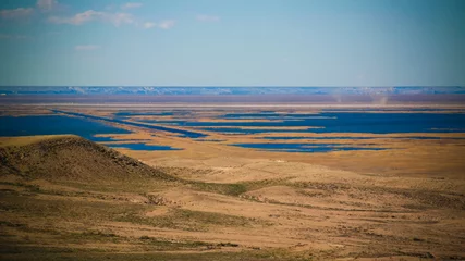 Foto op Canvas Landscape of Sudochye lake aka part of former Aral sea at Urga fishing village, Karakalpakstan, Uzbekistan © homocosmicos