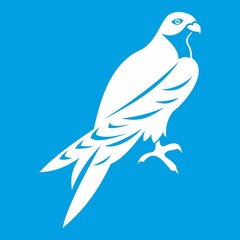 Falcon icon white isolated on blue background vector illustration