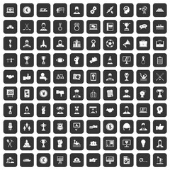 100 leadership icons set in black color isolated vector illustration