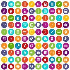 100 learning icons set in different colors circle isolated vector illustration