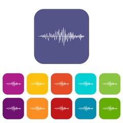 Sound wave icons set vector illustration in flat style in colors red, blue, green, and other