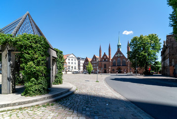 Lübeck, historical façade of the Holy Spirit Hospital at Koberg