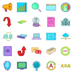 Shipping business icons set. Cartoon set of 25 shipping business icons for web isolated on white background
