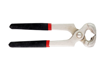 Pincers and red handle on white background with clipping path