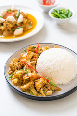 Fried crab in curry powder with rice