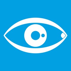 Human eye icon white isolated on blue background vector illustration
