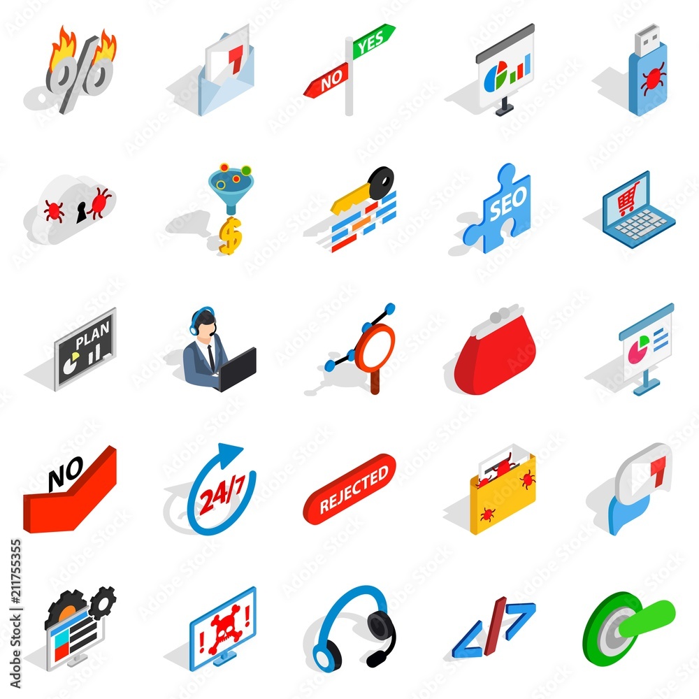 Poster analytics icons set. isometric set of 25 analytics vector icons for web isolated on white background